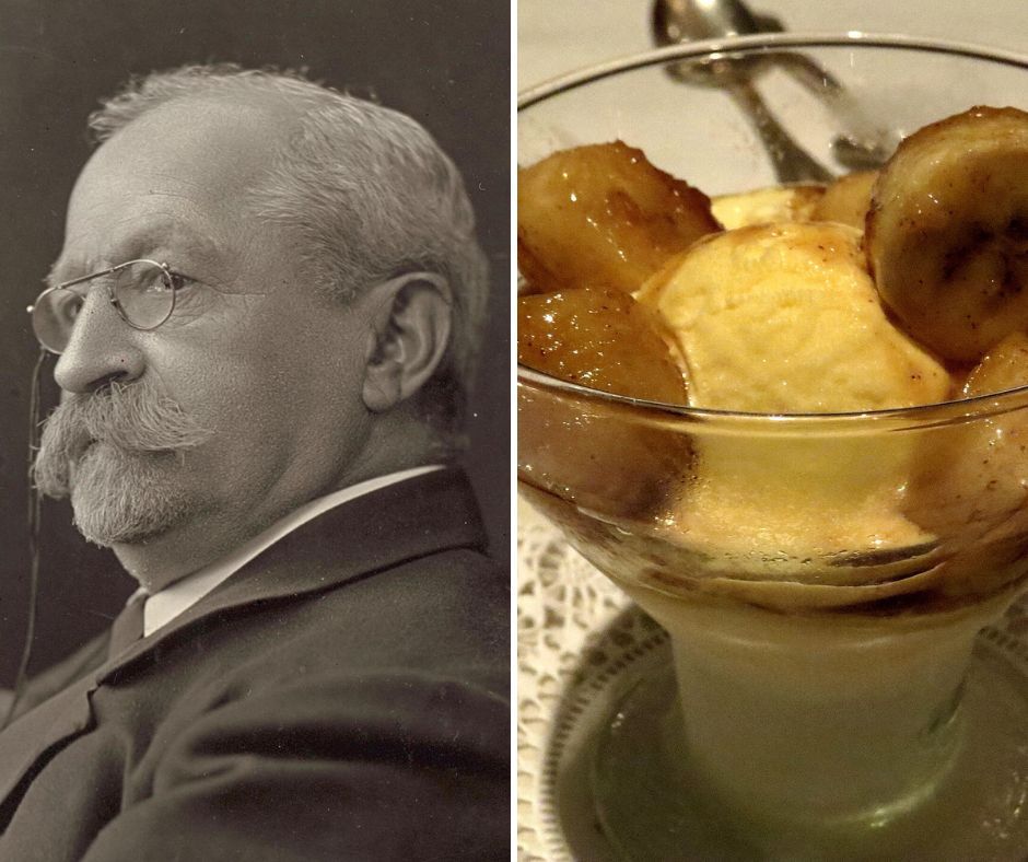 Richard Foster side by side a bananas foster dessert