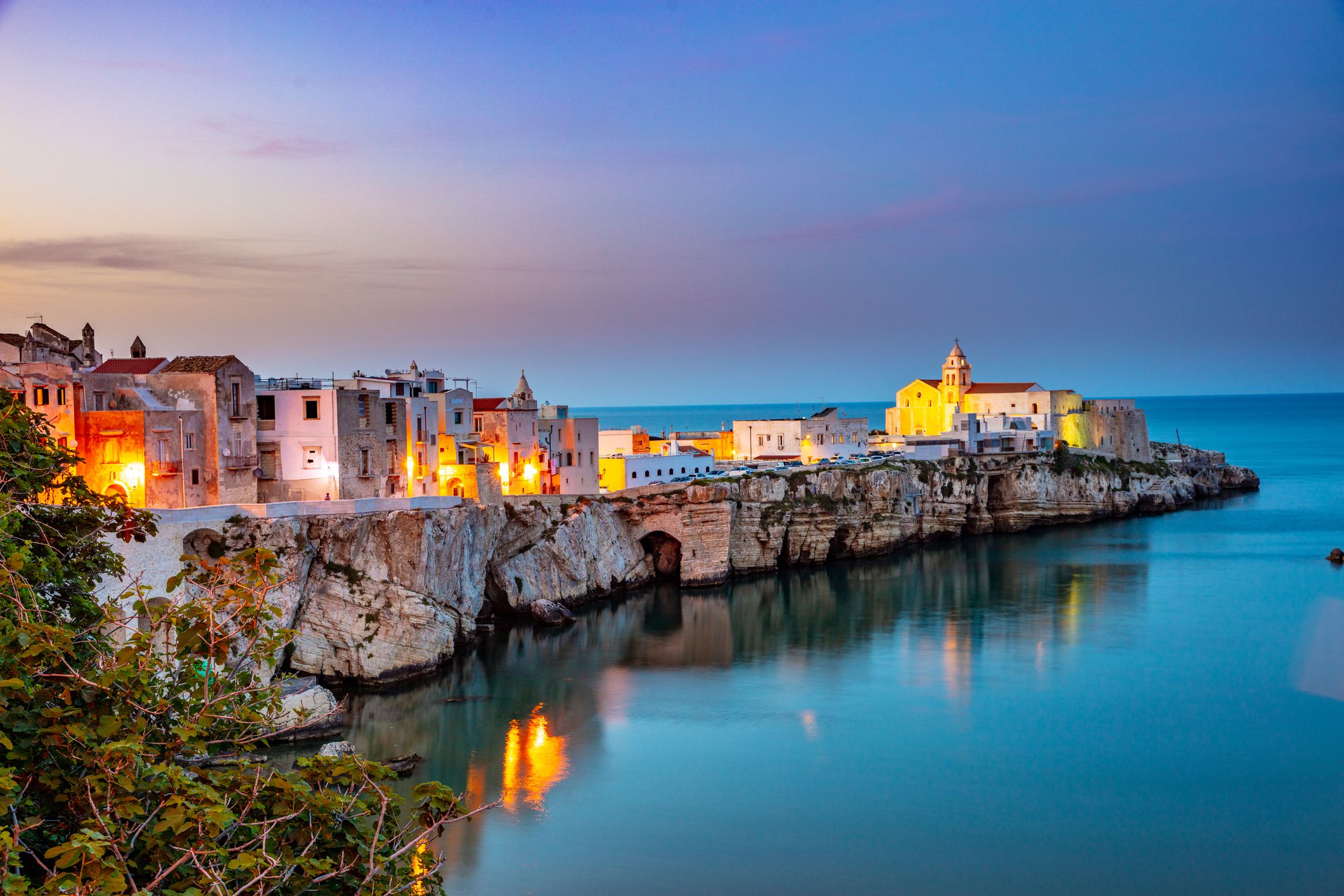 Sunset on Vieste village, Puglia, Italy