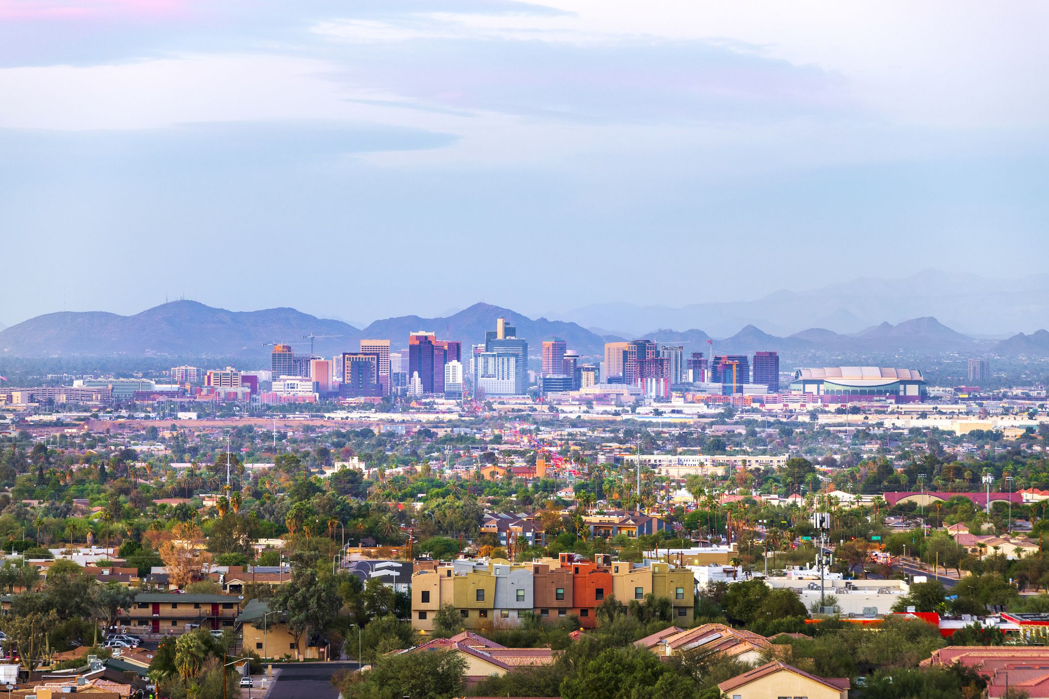Phoenix skyline at sunset
