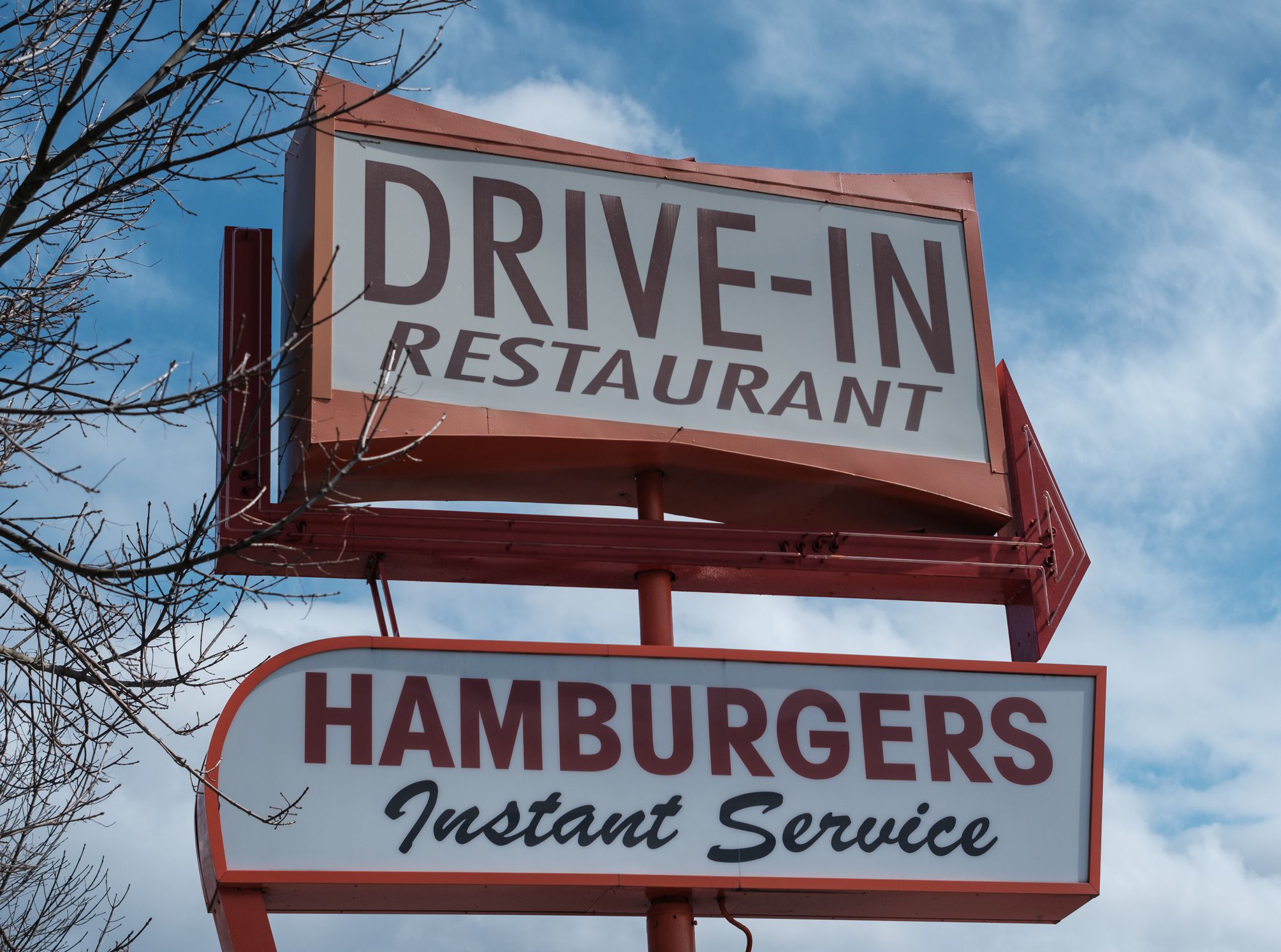 Retro Vintage Sign For A Drive-In Restaurant In The USA