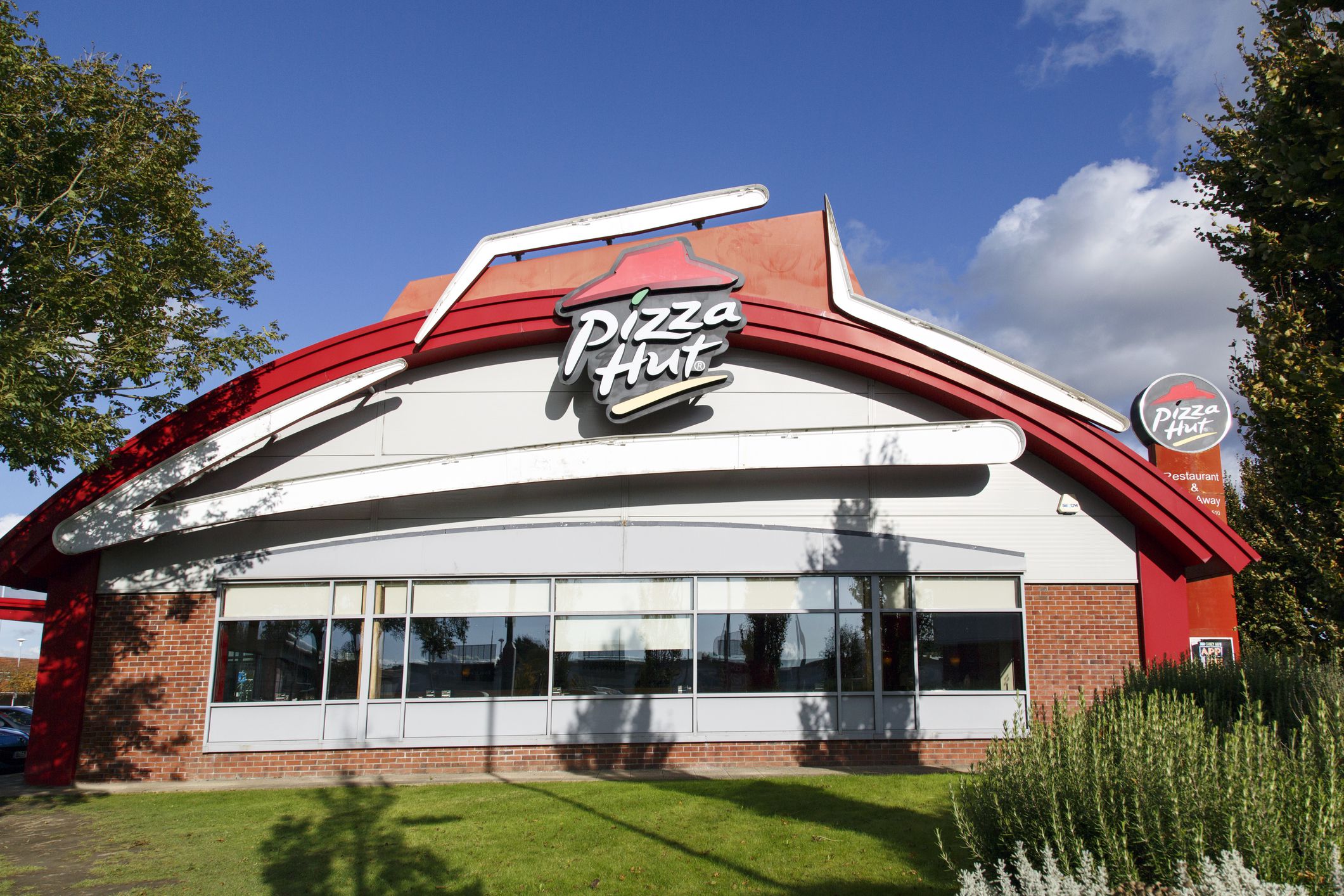 Swansea, UK: September 21, 2017: Pizza Hut is an American restaurant and franchise, known for its Italian-American cuisine menu including pizza and pasta.