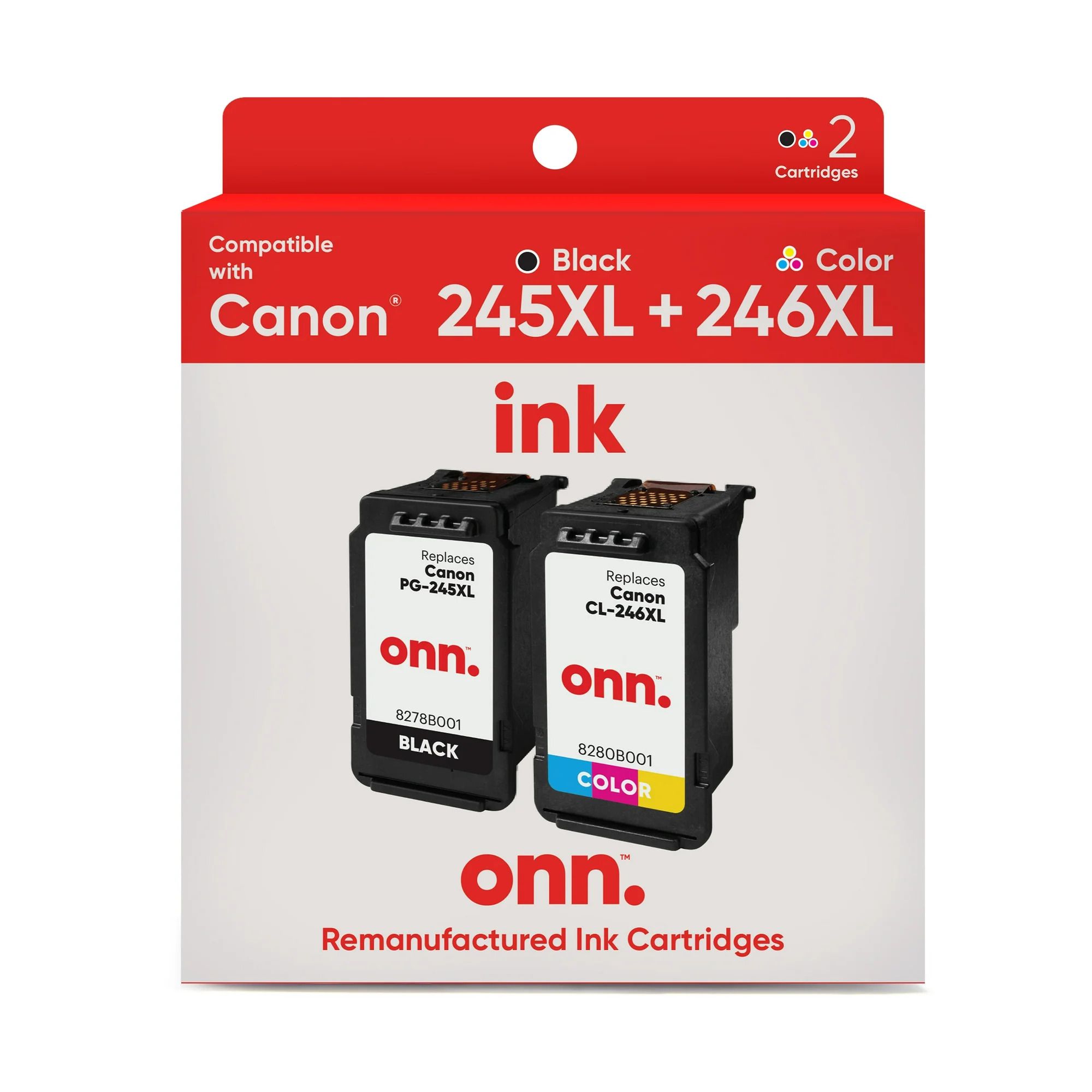 onn. Canon Printer Black & Color Inkjet Cartridges 2-Pack