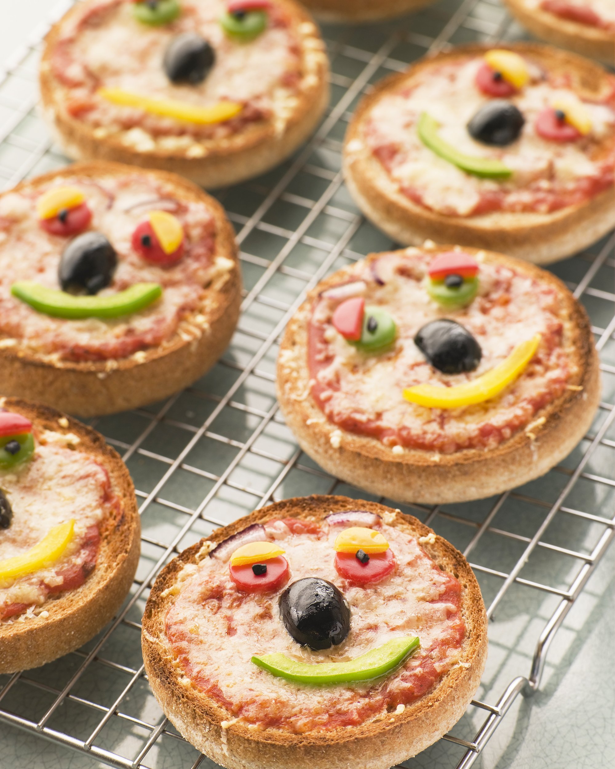 Smiley Faced English Muffin Pizzas