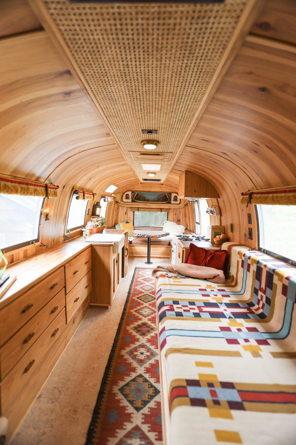 a sofa inside an RV