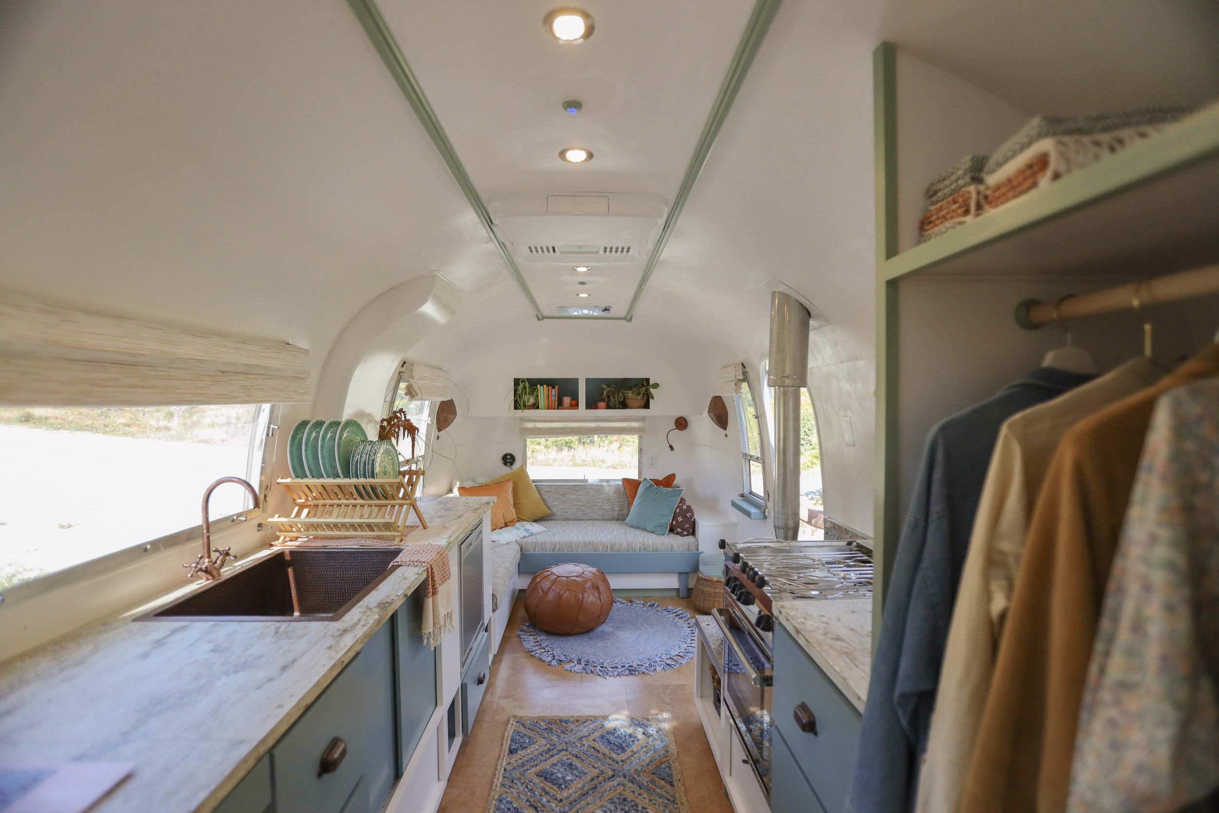 the inside of an Airstream trailer