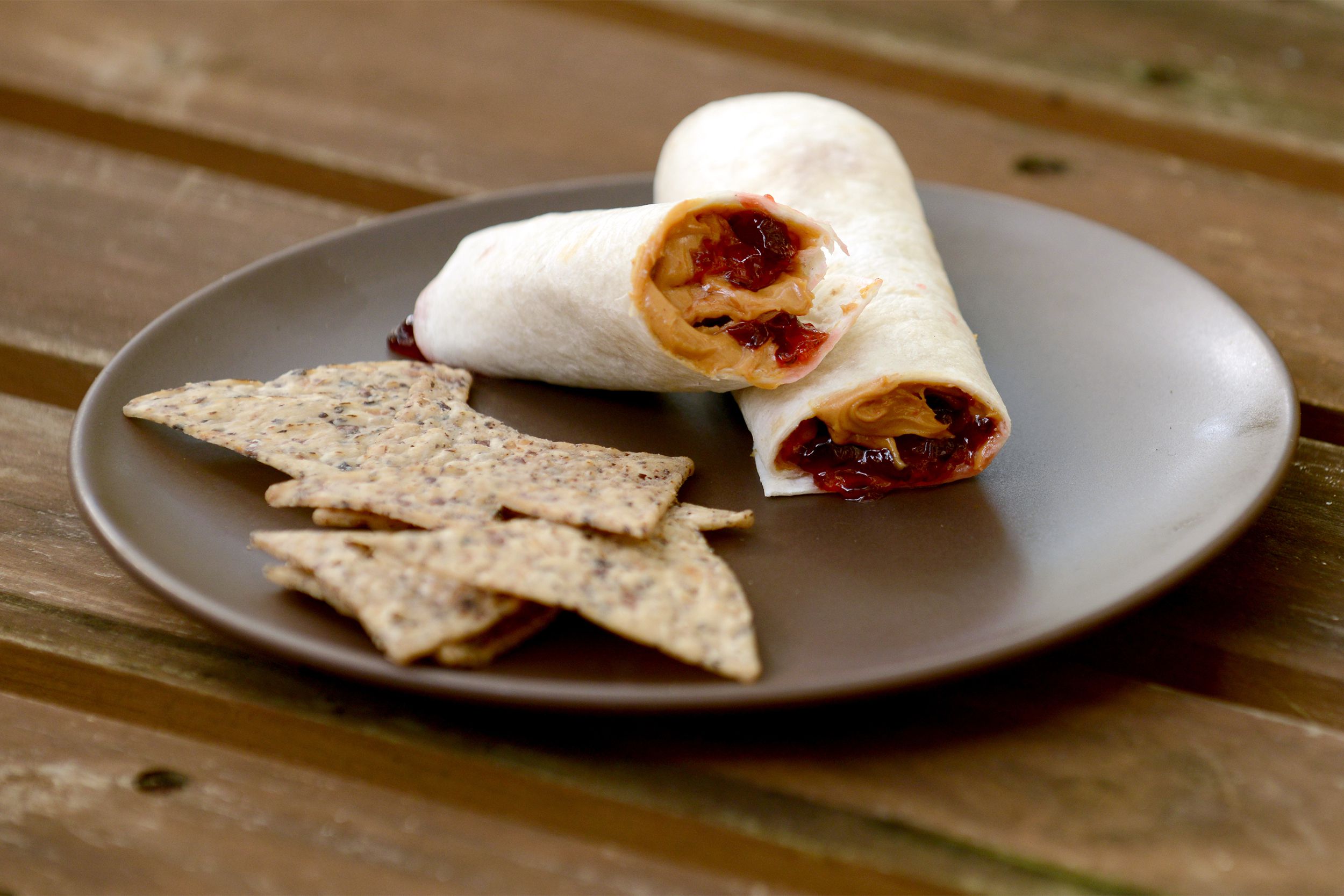 Peanut Butter and Jelly Roll-Up with tortilla chips
