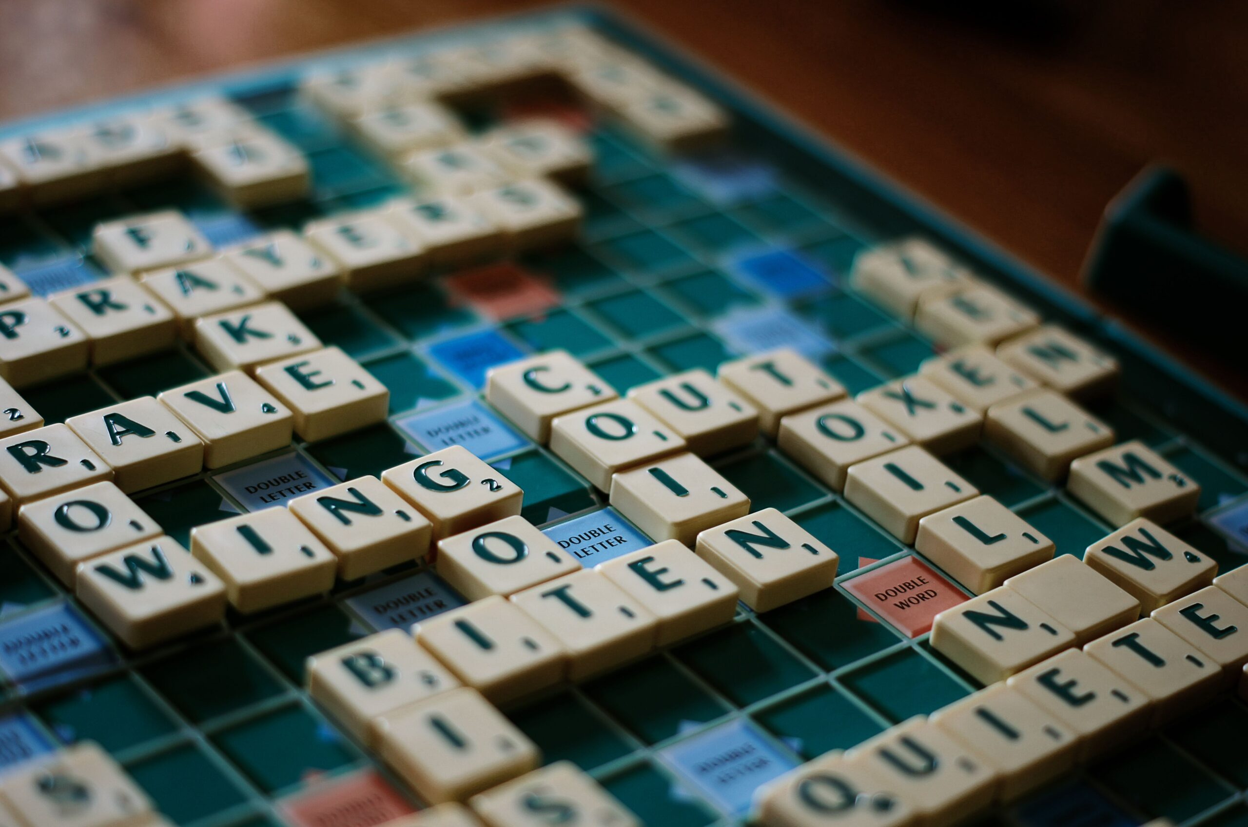 An English-language Scrabble game in progress.