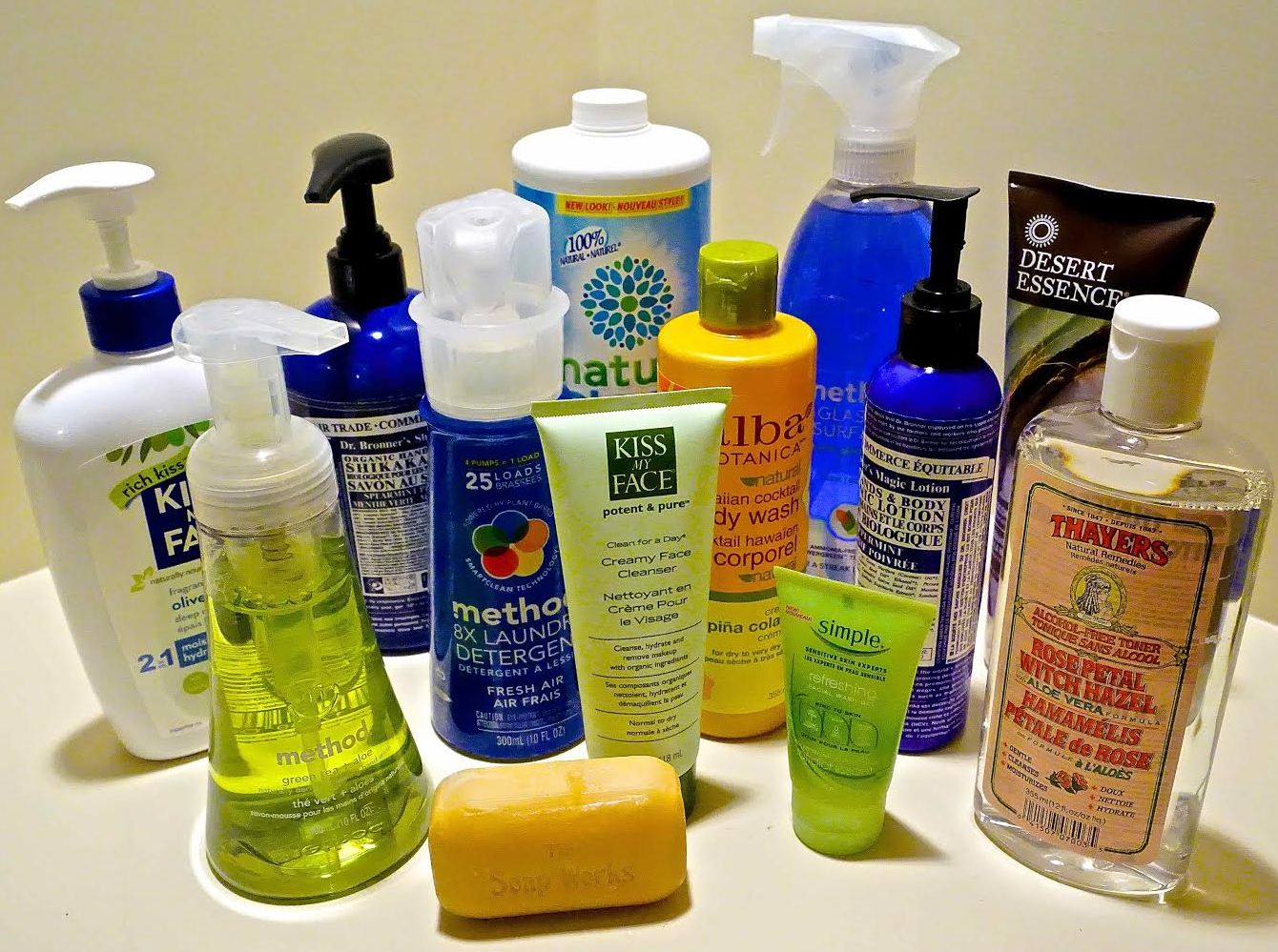 A Selection of Numerous Vegan Cleaning Products and Bathroom Toiletries