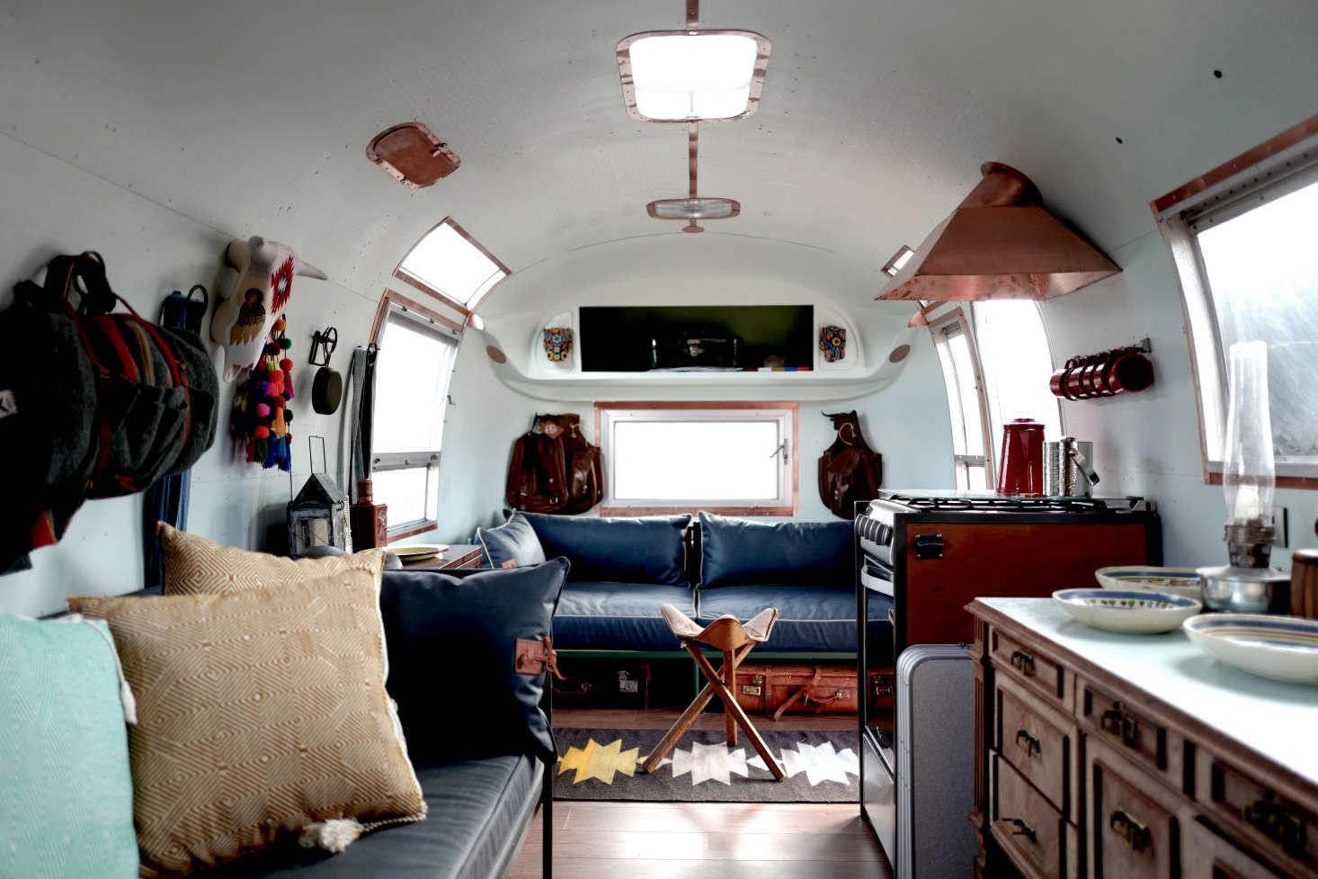 a sofa in an RV