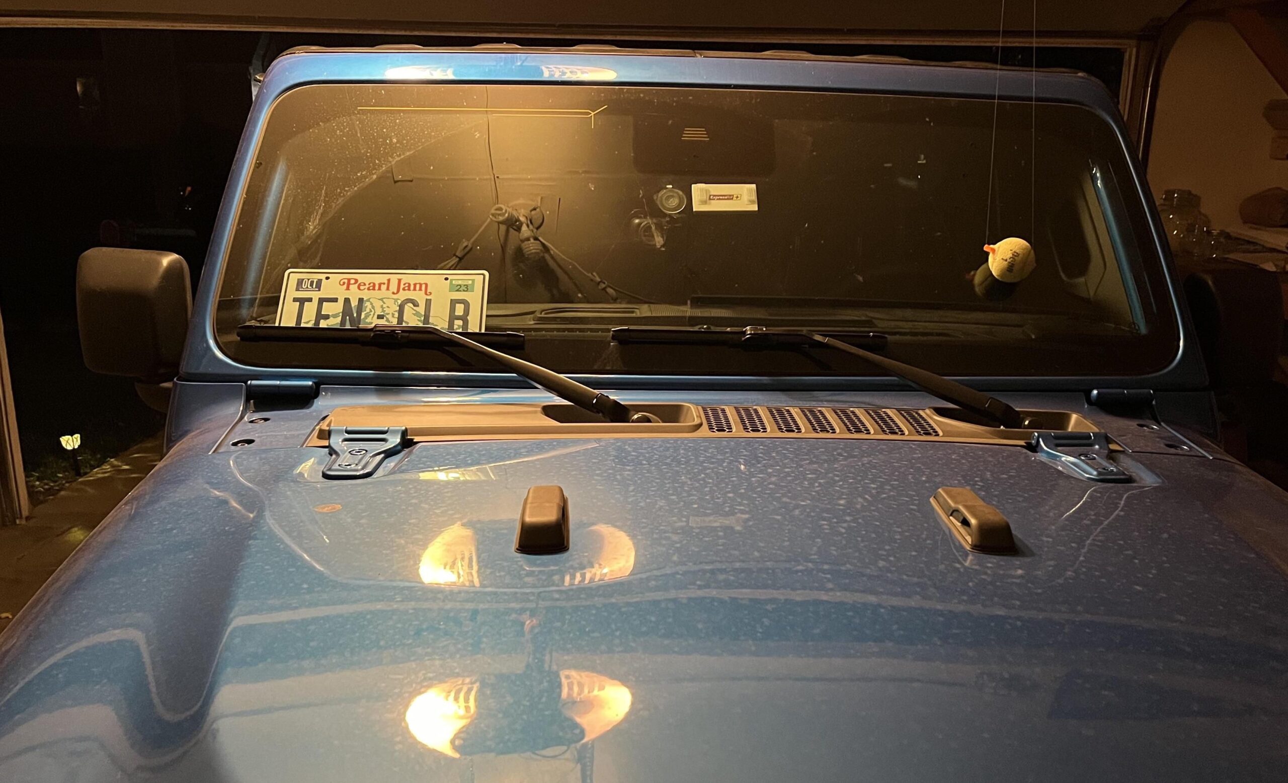 License Plate on Car Dashboard