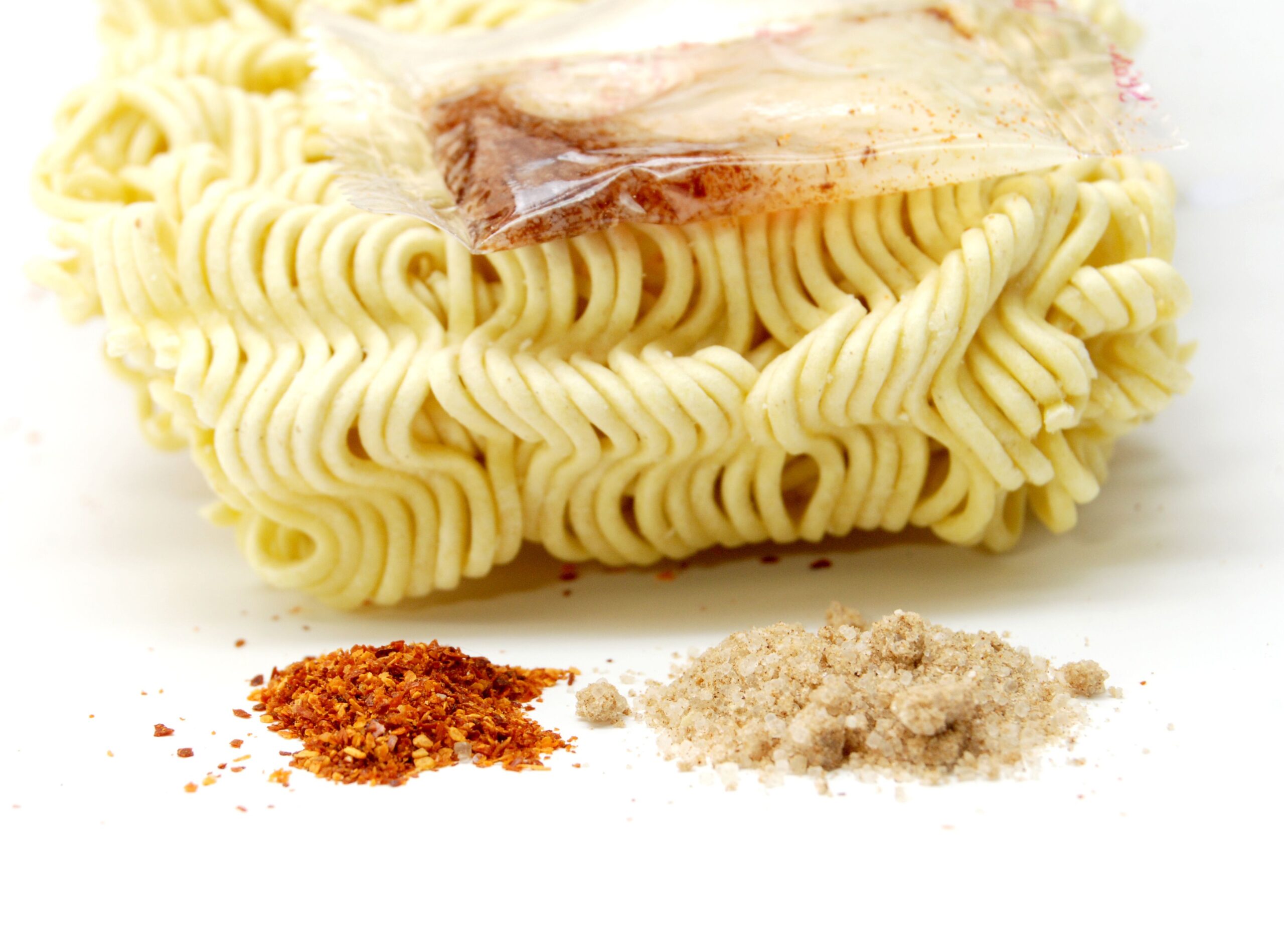instant noodles for soup on white background, image of a