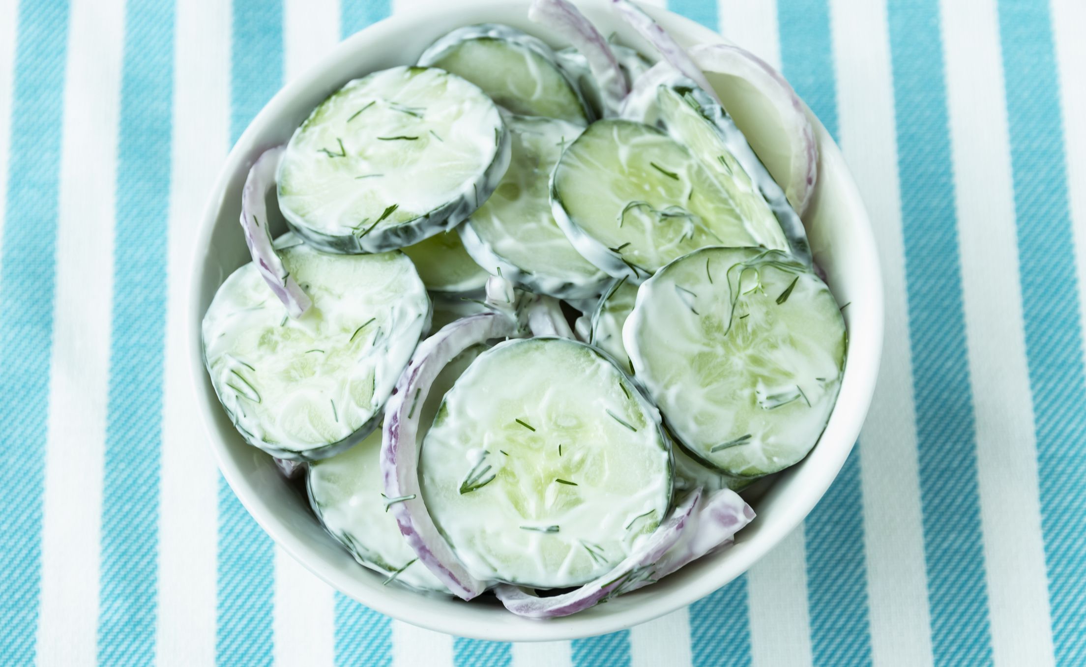 Creamy Cucumber Salad in bowl