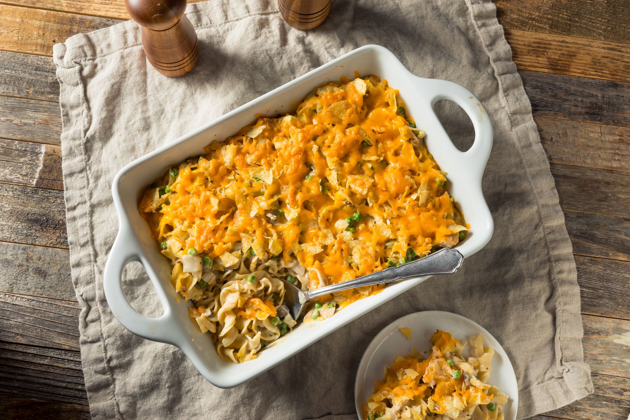 Homemade Cheesy Tuna Casserole with Peas and Egg Noodles