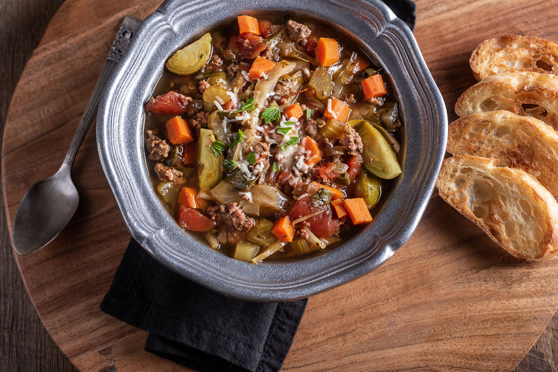 Bowl of Homemade Italian Beef and Vegetable Stew
