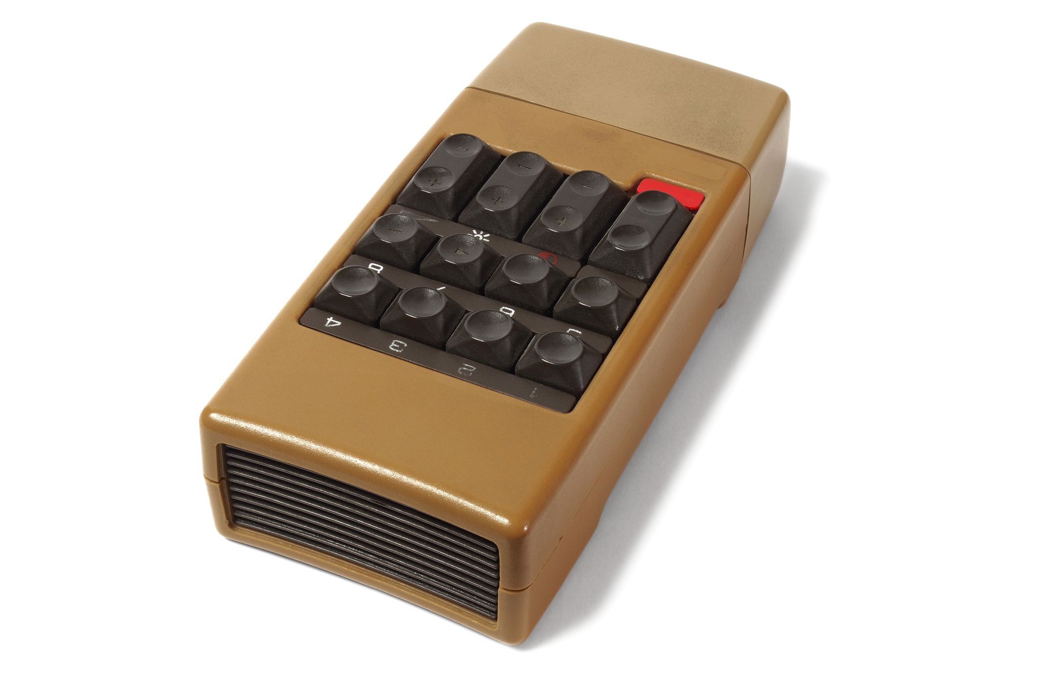 Vintage ultrasonic remote control on white background