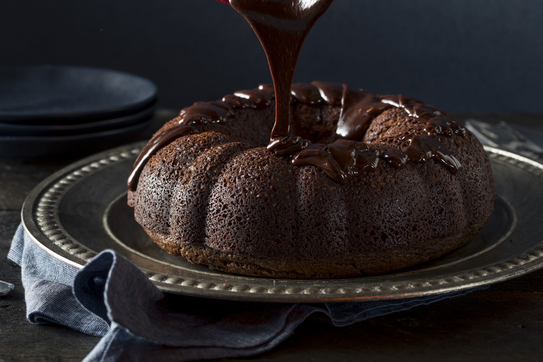 Sweet Homemade Dark Chocolate Bundt Cake Ready to Eat