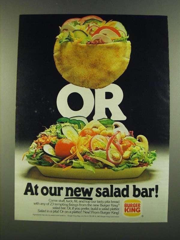 Burger king salad bar ad vintage reddit