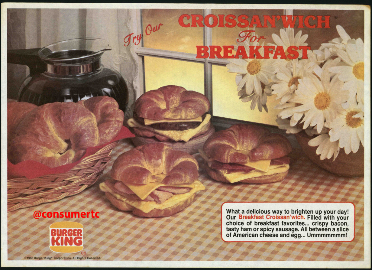 Burger king croissanwich breakfast ad vintage reddit