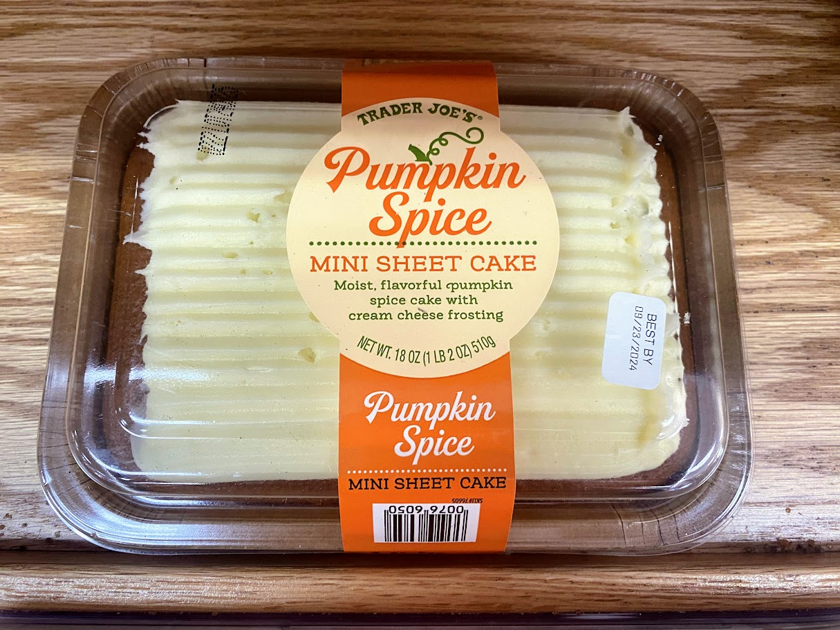 trader joe's pumpkin spice mini sheet cake