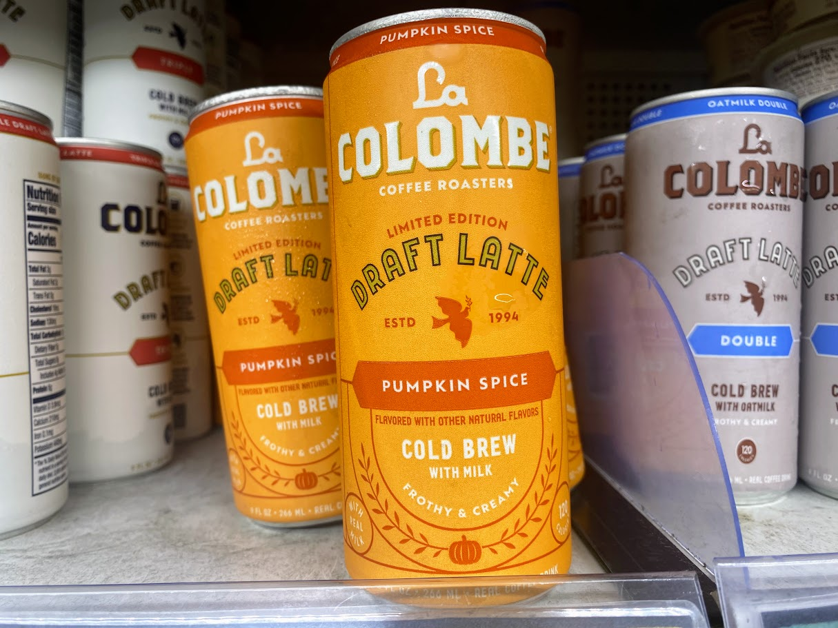 trader joe's la columbe pumpkin spice cold brew can