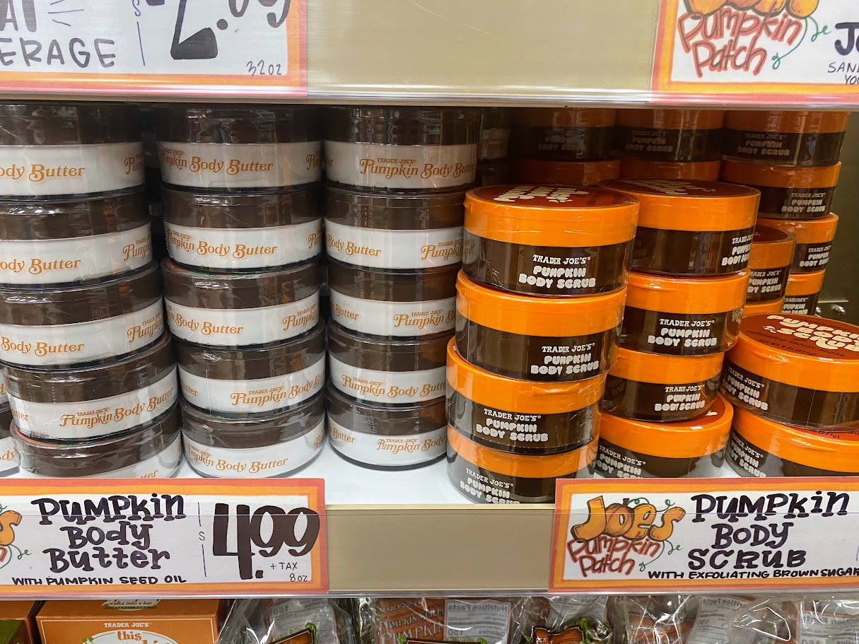 trader joe's pumpkin body scrub and butter