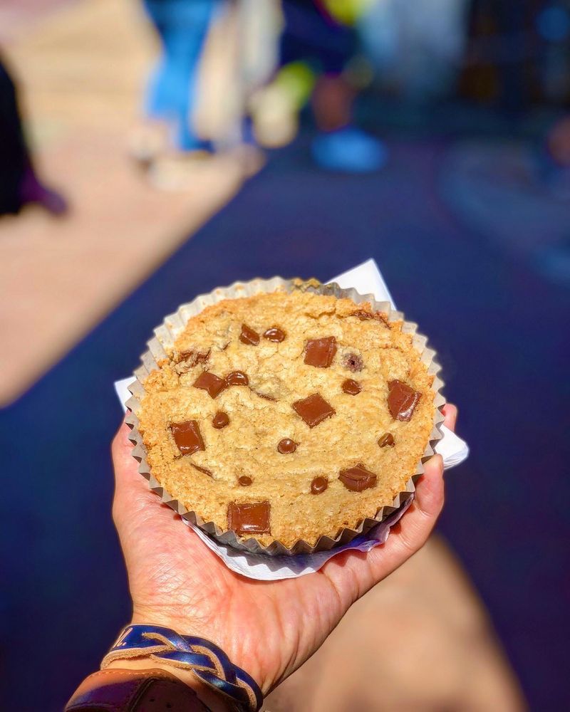 chocolate chip cookie held up to camera