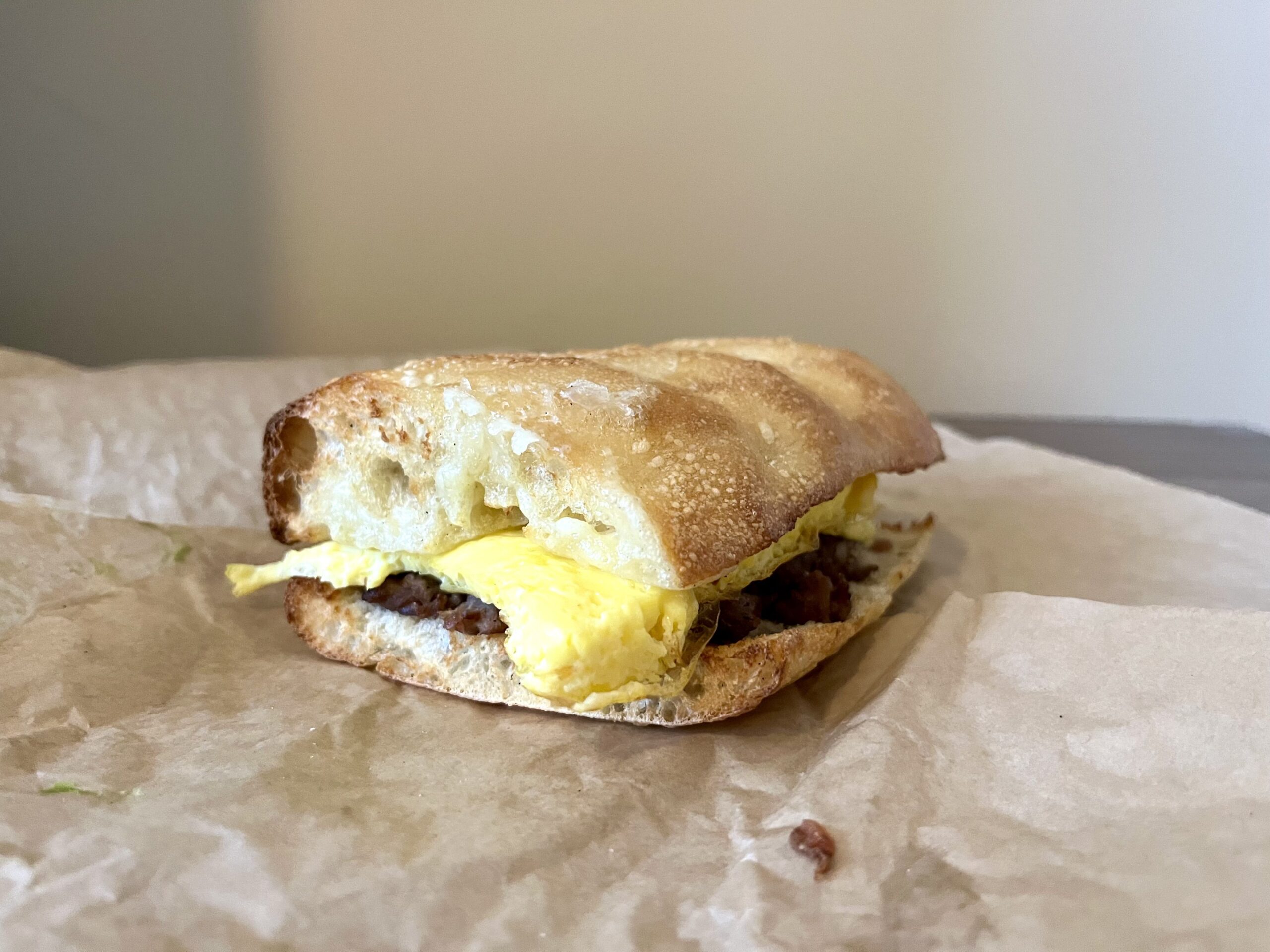 Steak & Wake breakfast sandwich from Panera