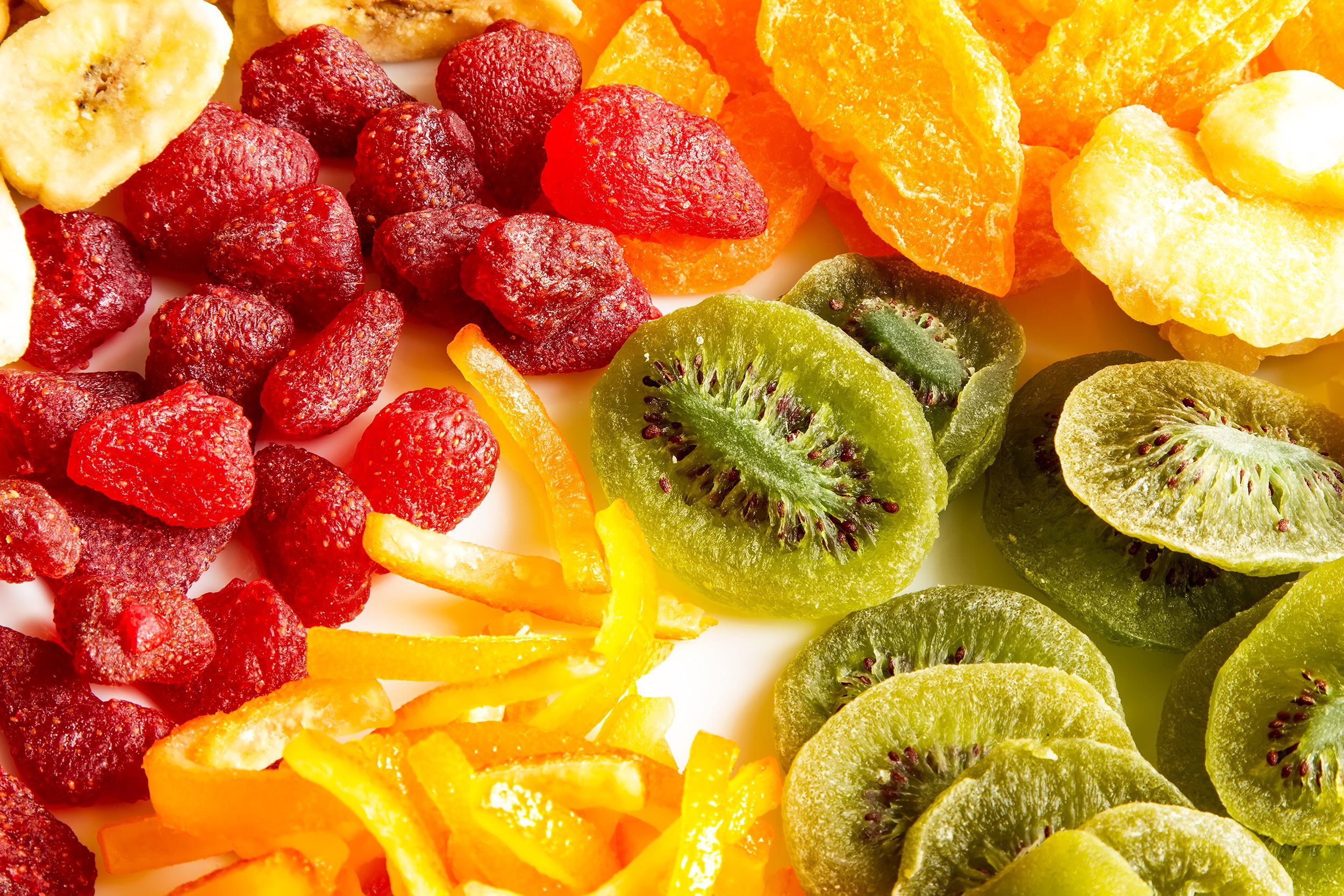 selection of colorful dried fruits