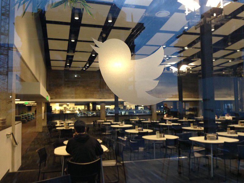 Looking into the Twitter cafeteria from the living roof.