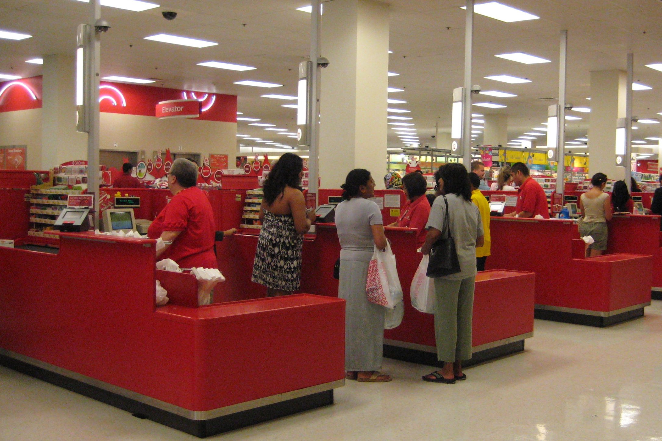 This is a row of Cash Registers at a Target store in the US
