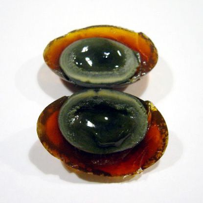 Century egg sliced open