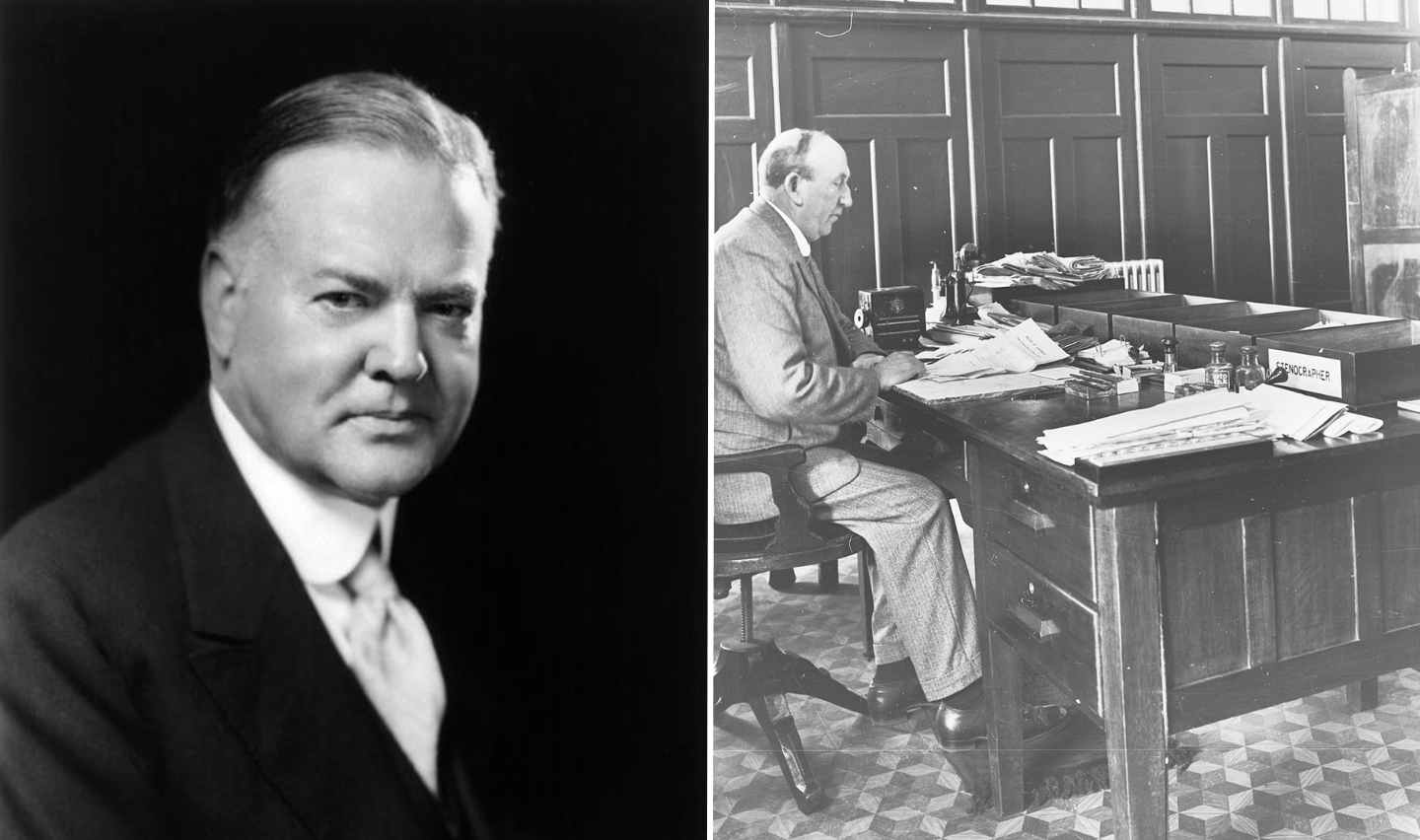 Herbert Hoover first job as an office clerk
