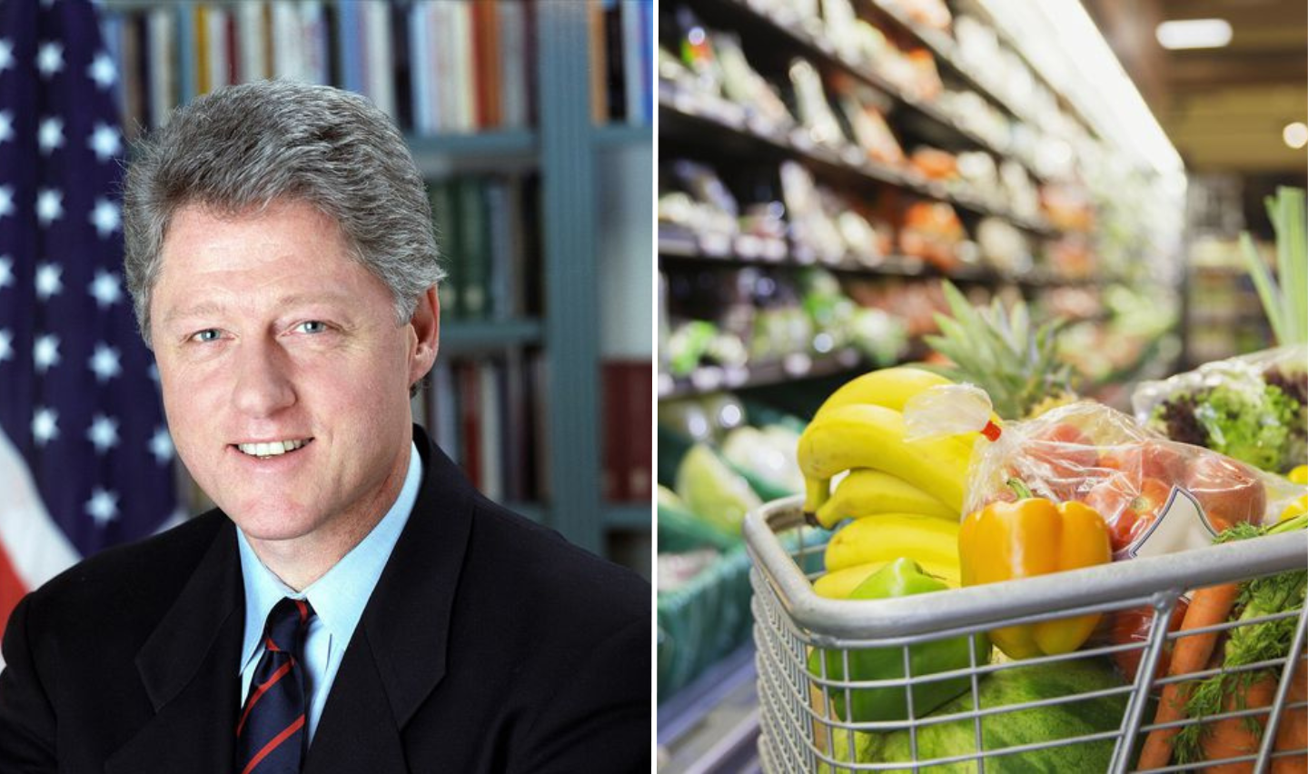 Bill Clinton first job as a grocery store stacker