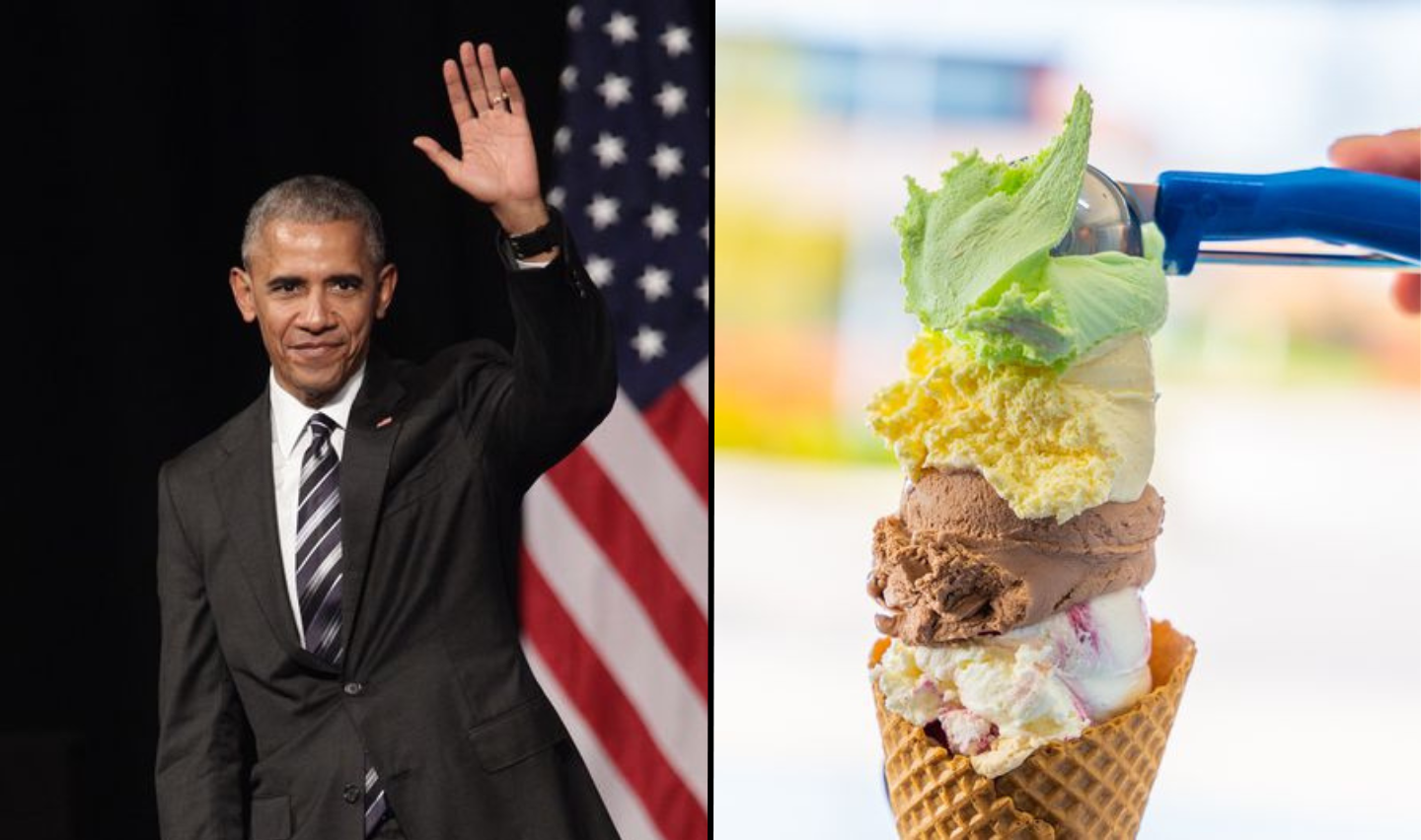 Obama first job as an ice cream scooper