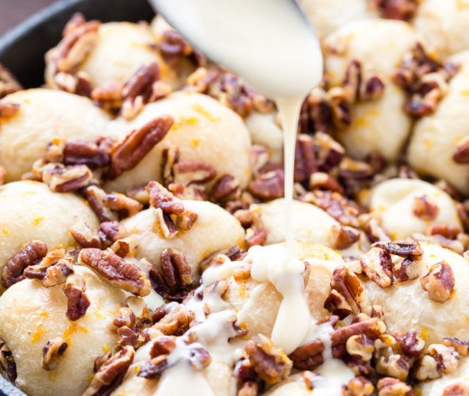 Orange Pecan Pull-Apart Skillet Rolls