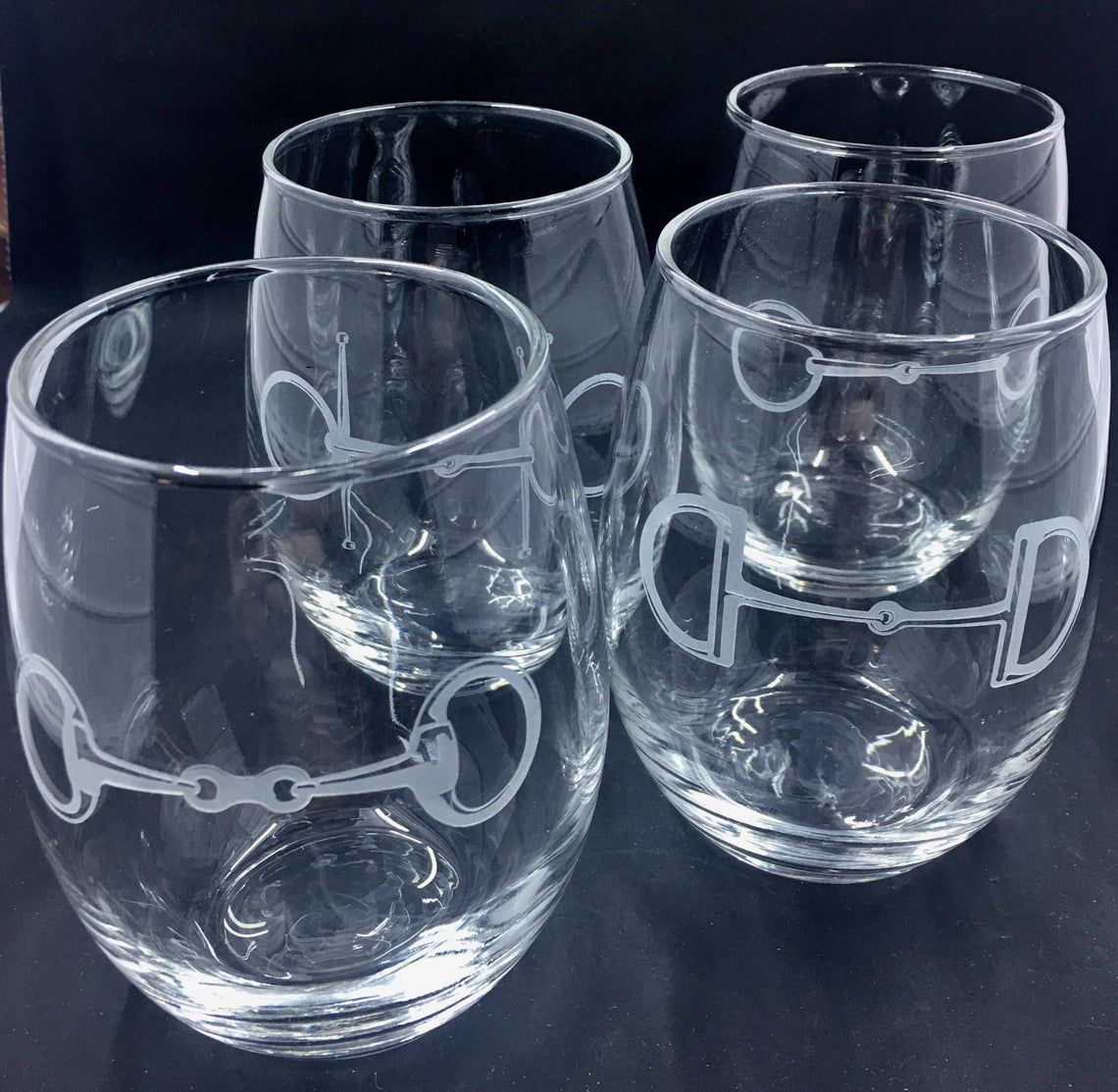 Equestrian-Themed Stemless Wine Glasses