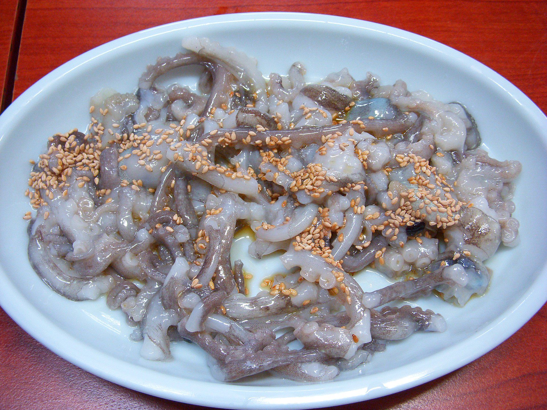Sannakji, a raw small octupus in Korean cuisine
