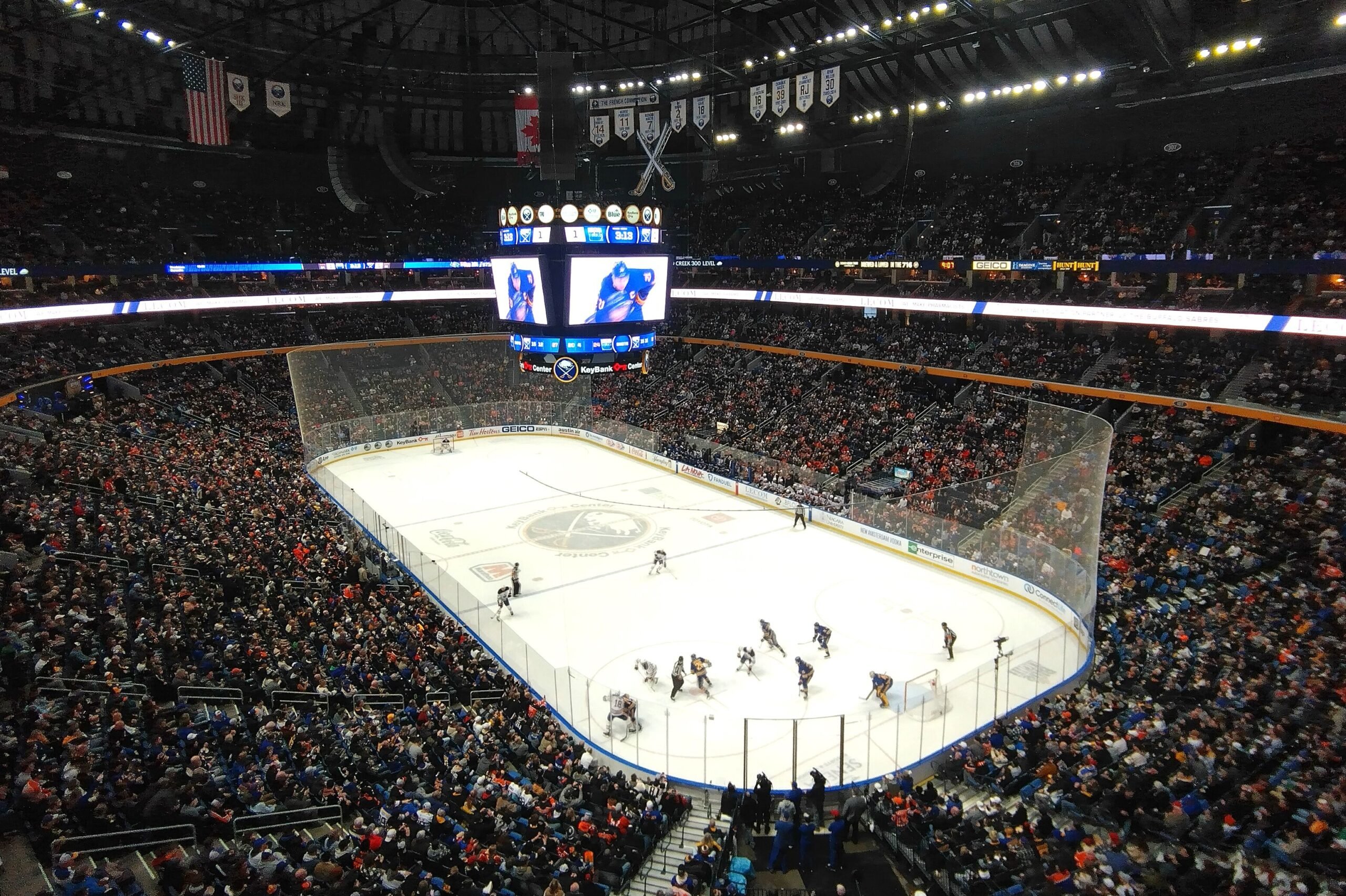 A view of KeyBank Center during a 2023 Oilers vs Sabres game
