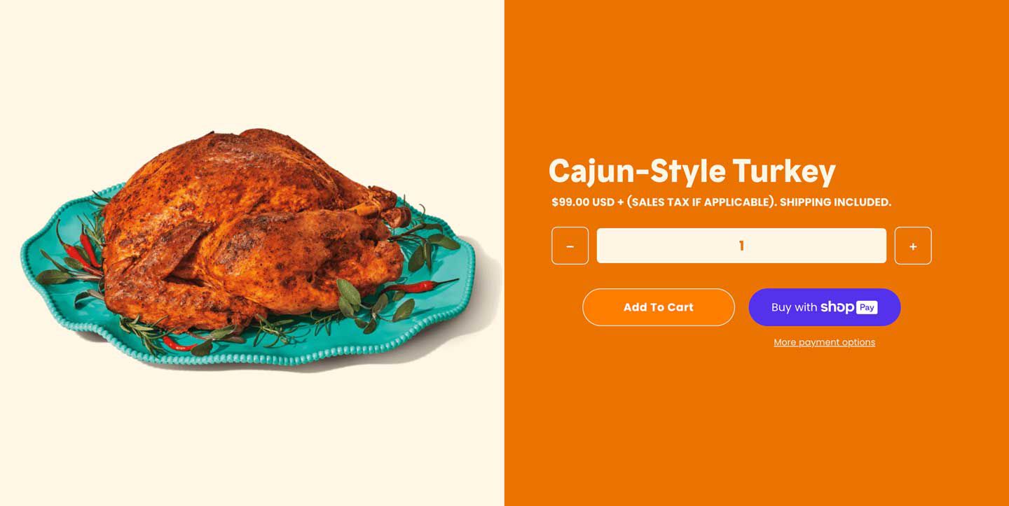 Popeyes Website to order Cajun-style Turkey