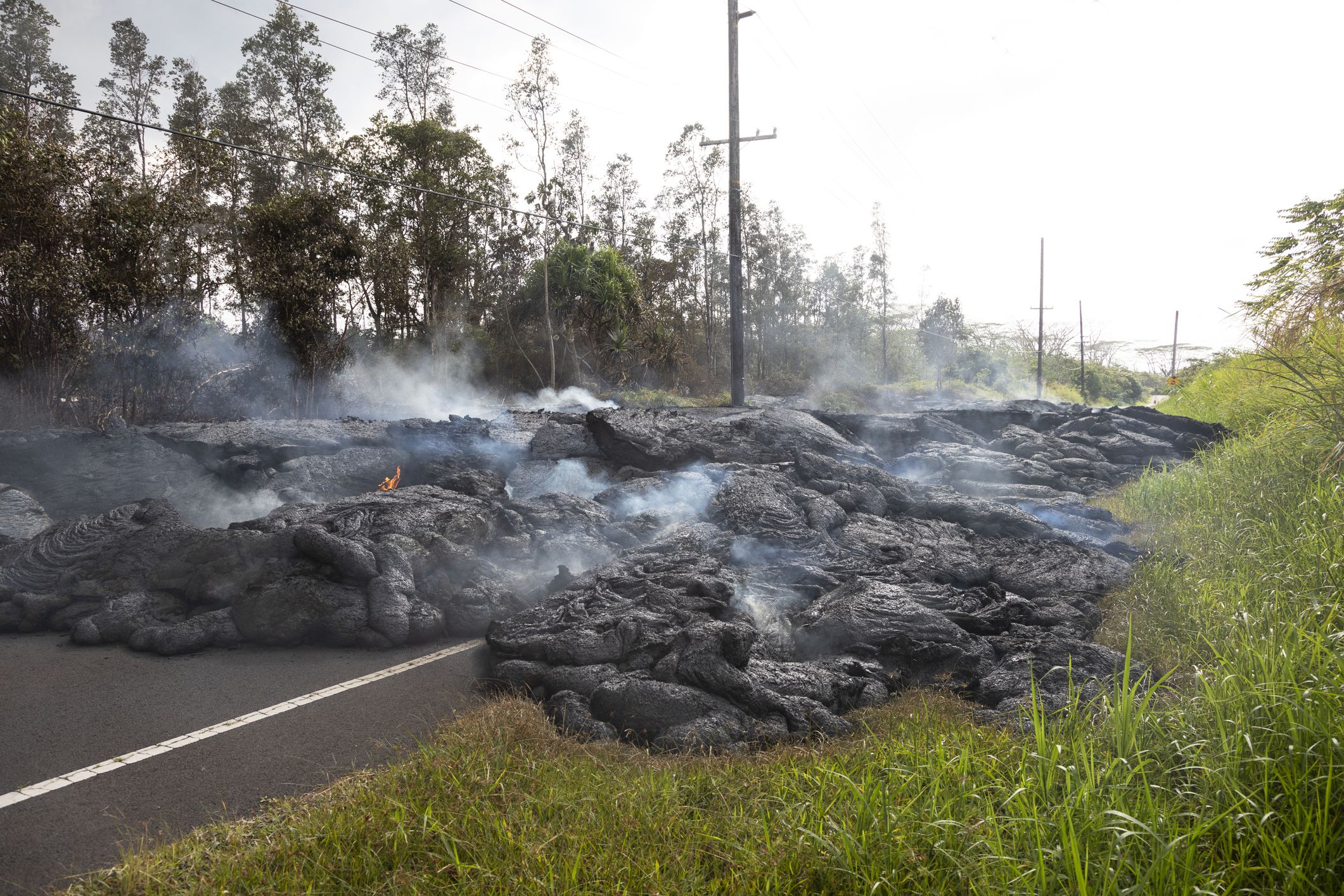 Highway in Hawaii, which was destroyed by a lava flow