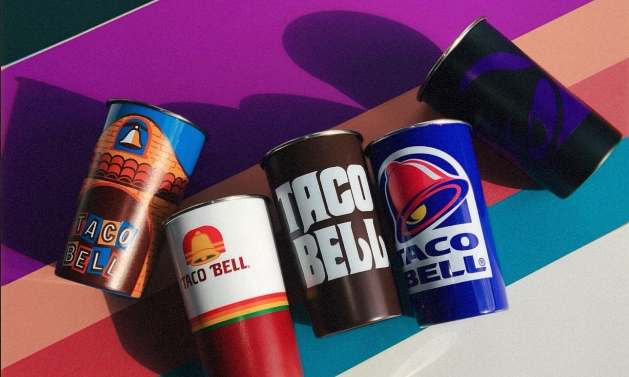 Taco Bell decades menu cups
