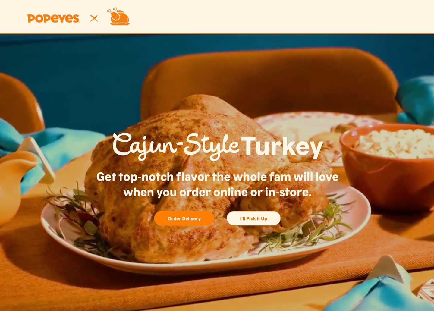 Popeyes Website for ordering Cajun Turkey