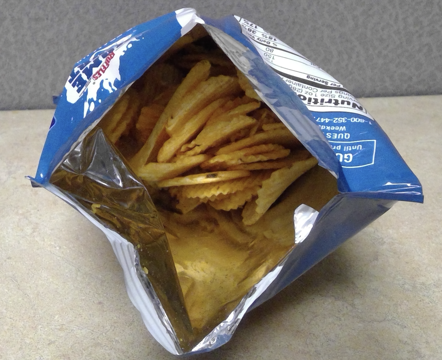 Ruffles bag opened