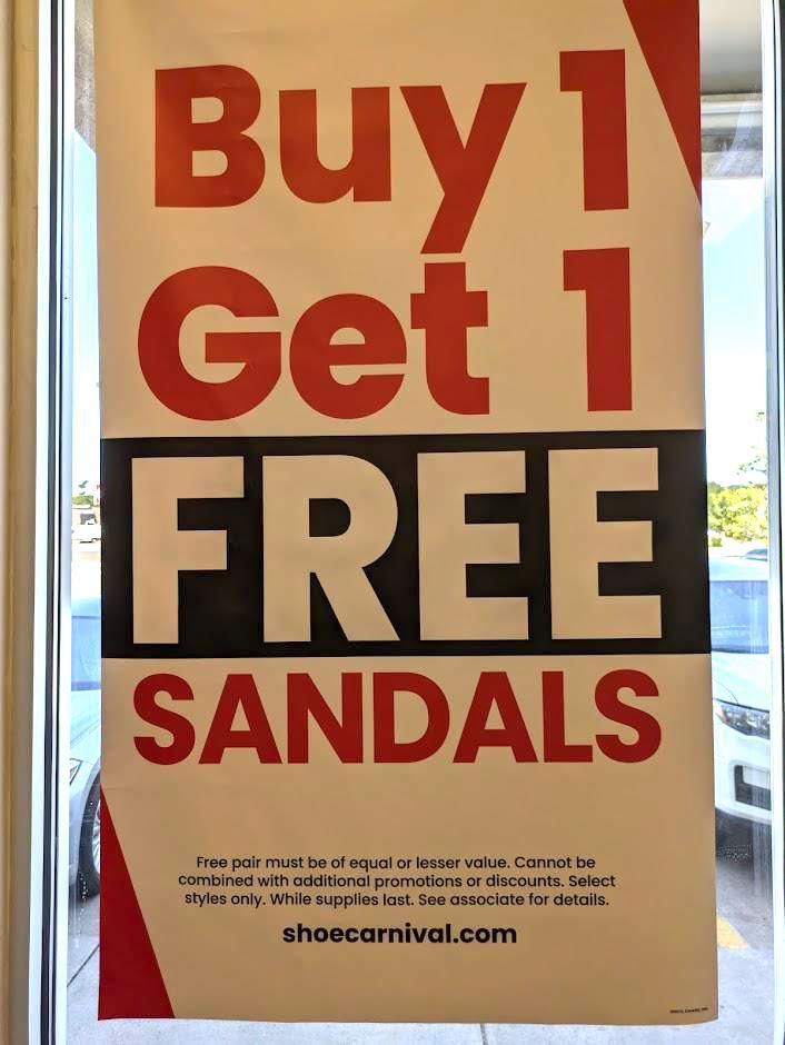 Buy One Get One Free Sandals Sign