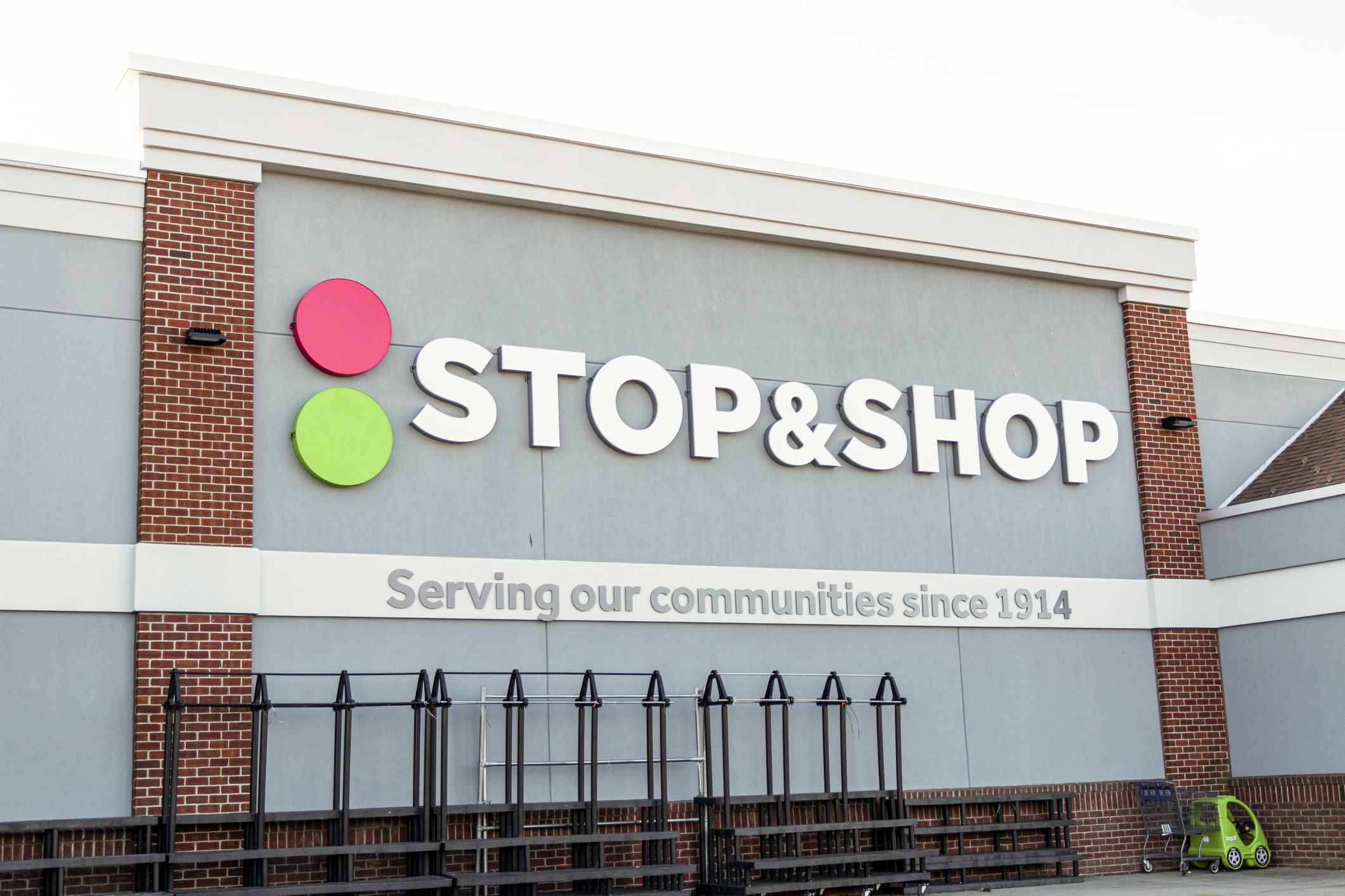 West Islip, New York, USA - 16 March 2020: Stop and Shop grocery store front in West Islip New York