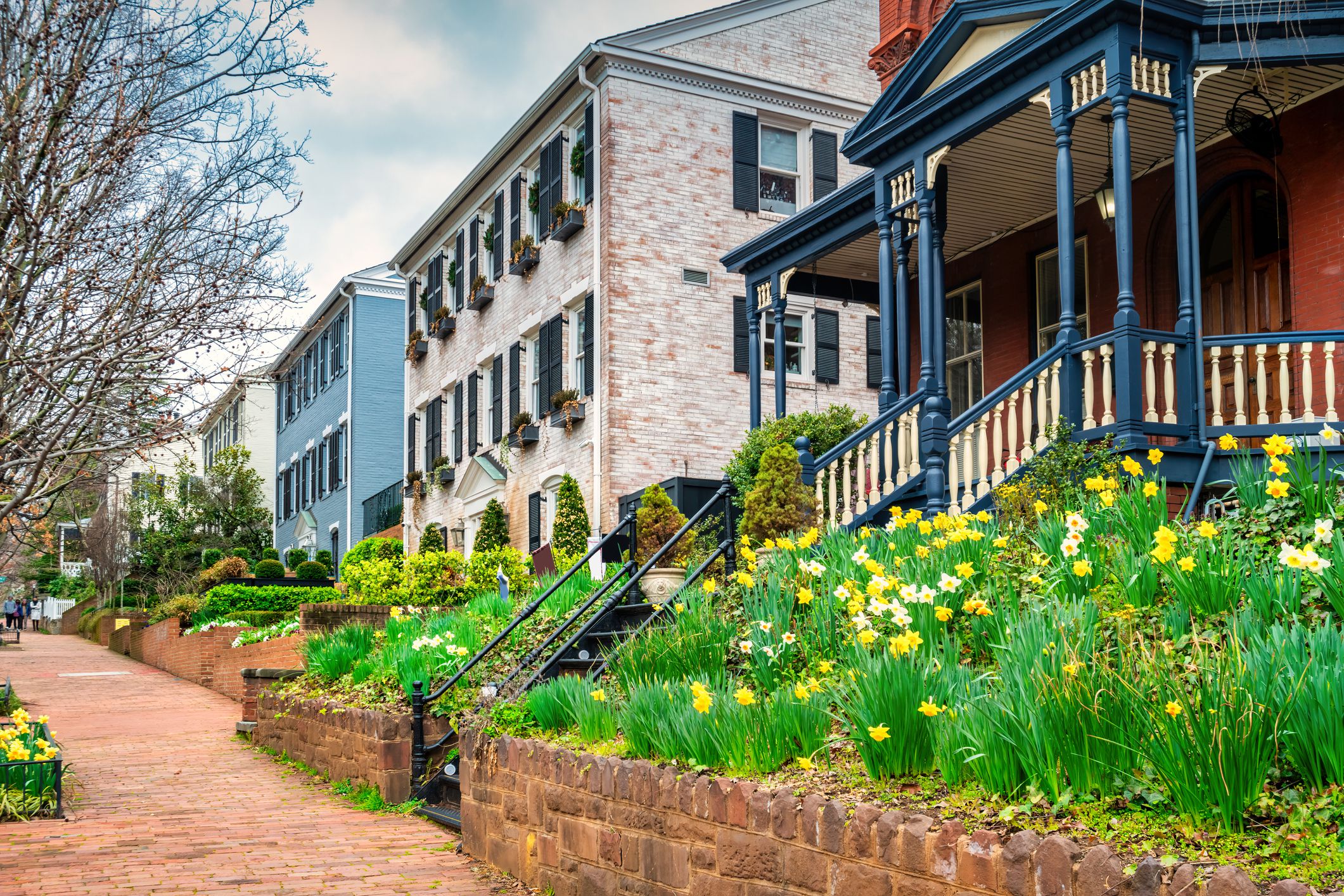 Large houses in Georgetown district, Washington DC, USA.