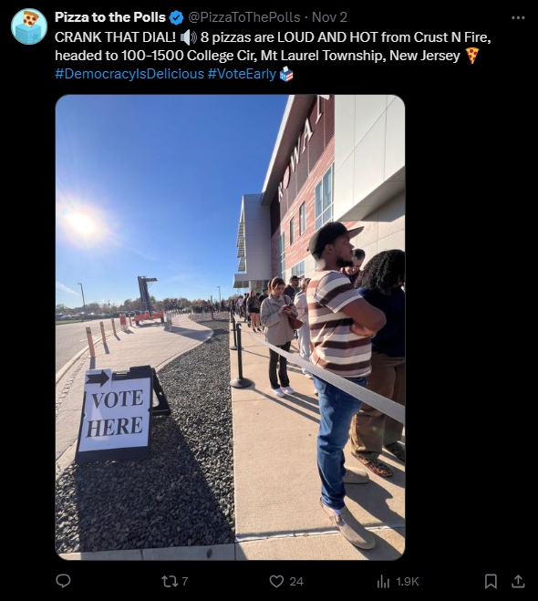 Pizza to the Polls twitter X account screenshot
