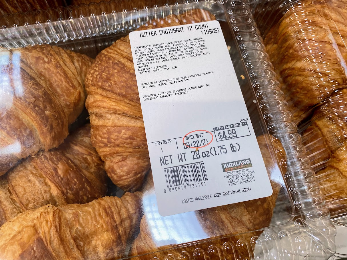 Costco butter croissants label
