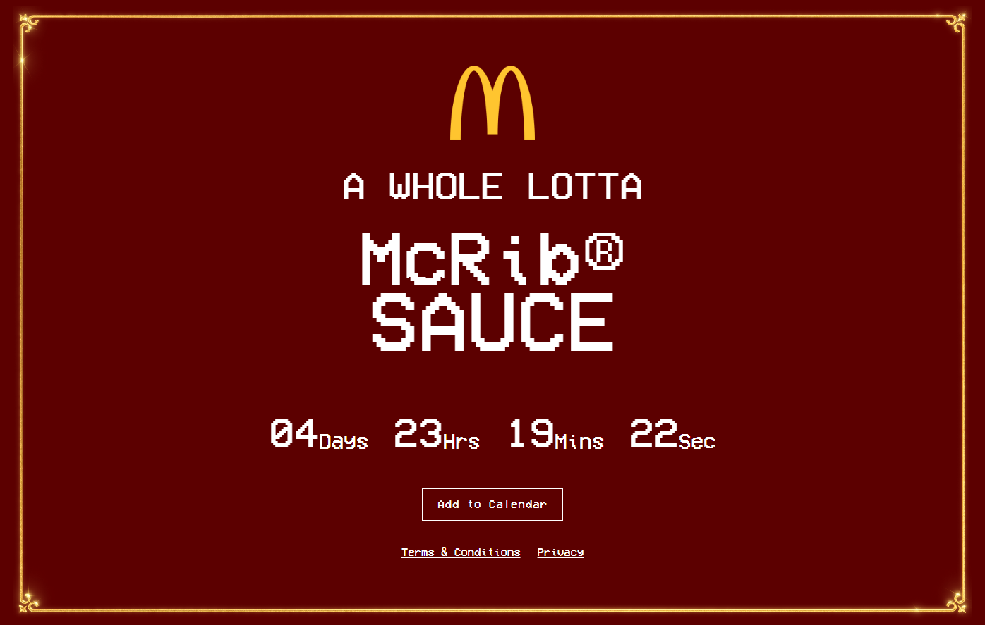 Whole lotta mcrib sauce website screenshot