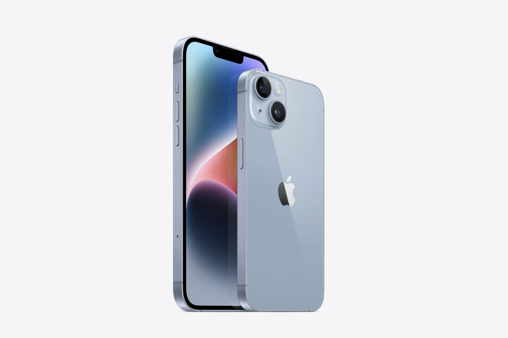 iPhone 14 Max and Pro side by side in color white